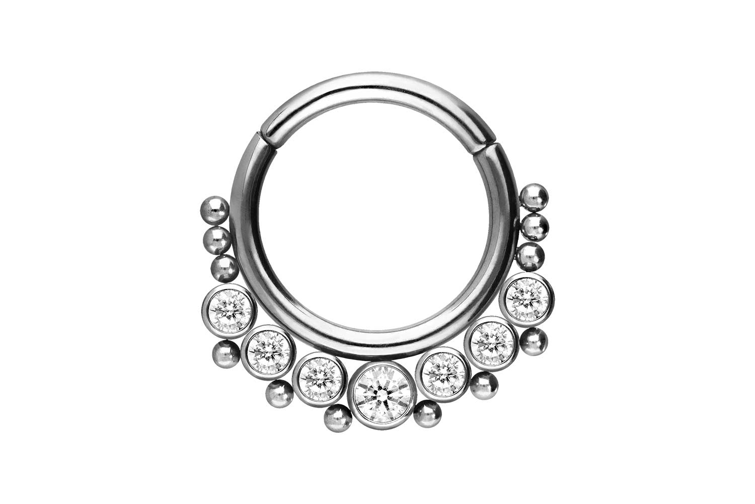 Titan Segmentring Clicker Piercing KRISTALLE + KUGELN